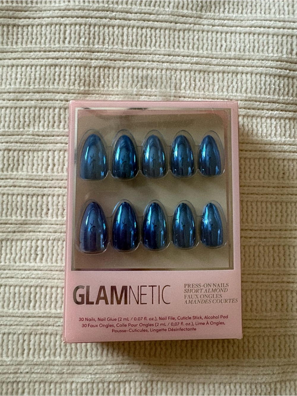 Glamnetic Blue Steel Metallic Press-On Nails - Short Almond